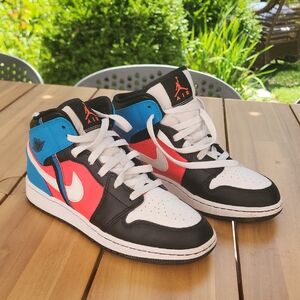 Jordan Air 1 Mid Game Time Gs Black/White-Blue Orbit  Cv4891 001 Size 6.5 Youth